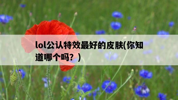 lol公認特效最好的皮膚，你知道哪個嗎？-圖1