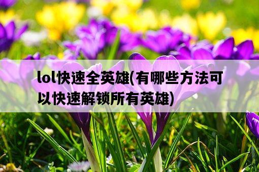 lol快速全英雄，有哪些方法可以快速解鎖所有英雄-圖1