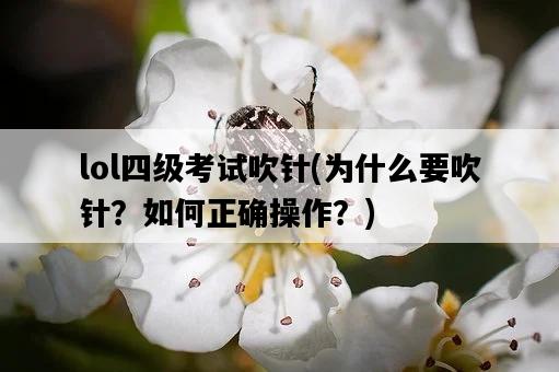 lol四級考試吹針，為什么要吹針？如何正確操作？-圖1