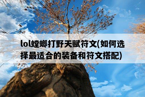 lol螳螂打野天賦符文,如何選擇最適合的裝備和符文搭配-圖1 lol螳螂打野天賦符文,如何選擇最適合的裝備和符文搭配-圖1