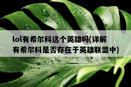 lol有希爾科這個英雄嗎，詳解有希爾科是否存在于英雄聯盟中-圖1