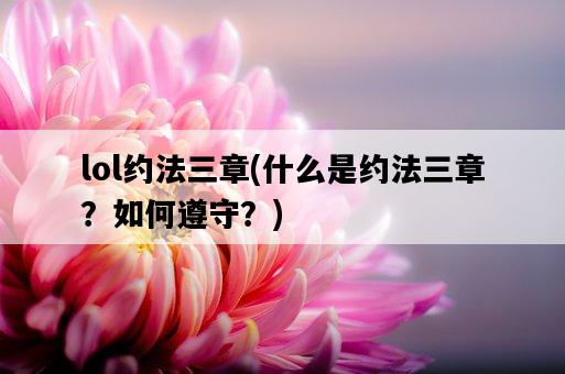 lol約法三章，什么是約法三章？如何遵守？-圖1