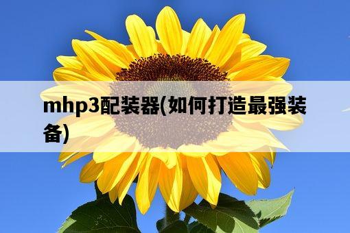 mhp3配裝器，如何打造最強裝備-圖1