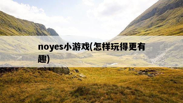 noyes小游戲,怎樣玩得更有趣-圖1 noyes小游戲,怎樣玩得更有趣-圖1