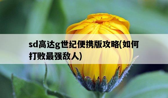 sd高達g世紀便攜版攻略，如何打敗最強敵人-圖1