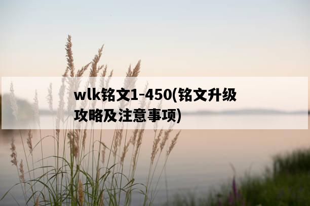 wlk銘文1-450,銘文升級攻略及注意事項-圖1 wlk銘文1-450,銘文升級攻略及注意事項-圖1