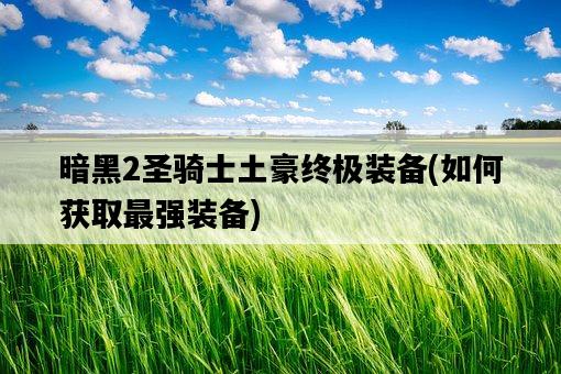 暗黑2圣騎士土豪終極裝備,如何獲取最強裝備-圖1 暗黑2圣騎士土豪終極裝備,如何獲取最強裝備-圖1