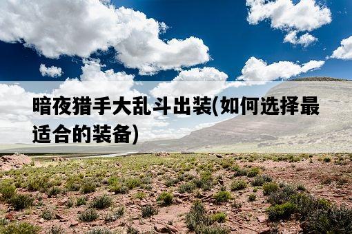 暗夜獵手大亂斗出裝，如何選擇最適合的裝備-圖1