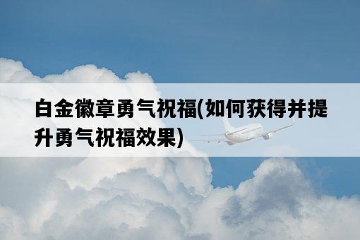 白金徽章勇氣祝福，如何獲得并提升勇氣祝福效果-圖1