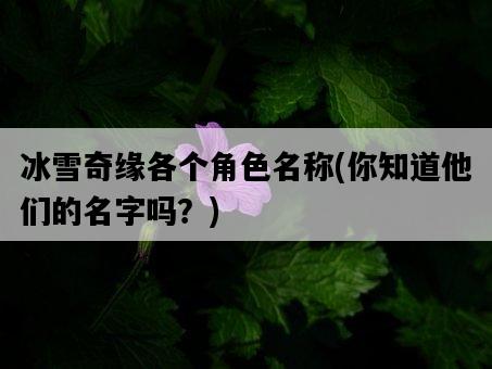 冰雪奇緣各個角色名稱，你知道他們的名字嗎？-圖1