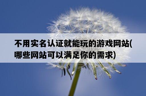 不用實名認證就能玩的游戲網站，哪些網站可以滿足你的需求-圖1