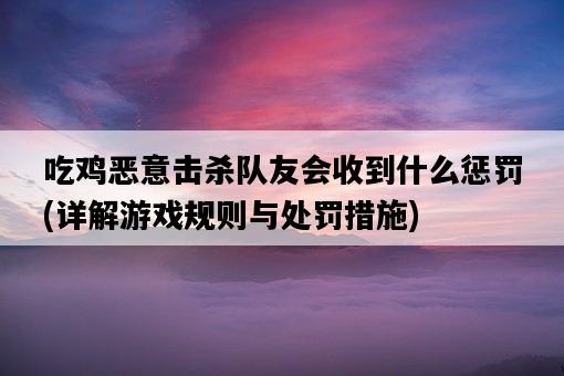 吃雞惡意擊殺隊友會收到什么懲罰，詳解游戲規則與處罰措施-圖1