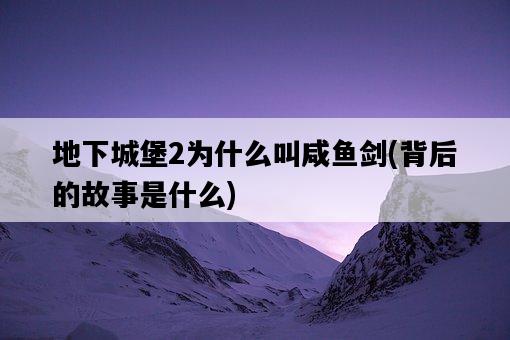 地下城堡2為什么叫咸魚劍,背后的故事是什么-圖1 地下城堡2為什么叫咸魚劍,背后的故事是什么-圖1
