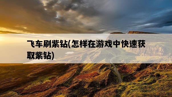 飛車刷紫鉆，怎樣在游戲中快速獲取紫鉆-圖1