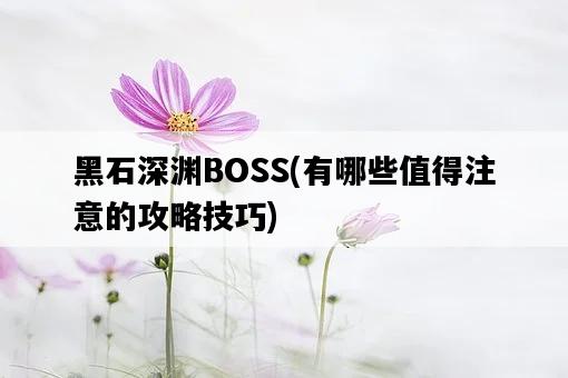 黑石深淵BOSS，有哪些值得注意的攻略技巧-圖1