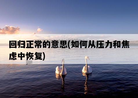 回歸正常的意思，如何從壓力和焦慮中恢復-圖1