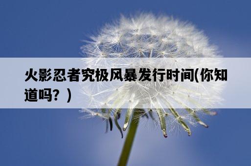 火影忍者究極風暴發行時間,你知道嗎?-圖1 火影忍者究極風暴發行時間,你知道嗎?-圖1