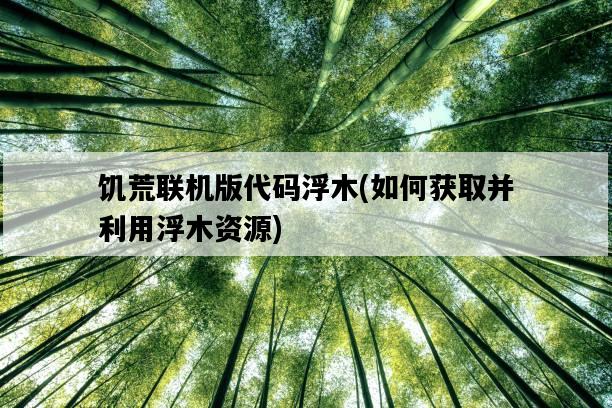 饑荒聯機版代碼浮木,如何獲取并利用浮木資源-圖1 饑荒聯機版代碼浮木,如何獲取并利用浮木資源-圖1