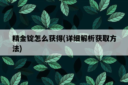 精金錠怎么獲得，詳細解析獲取方法-圖1