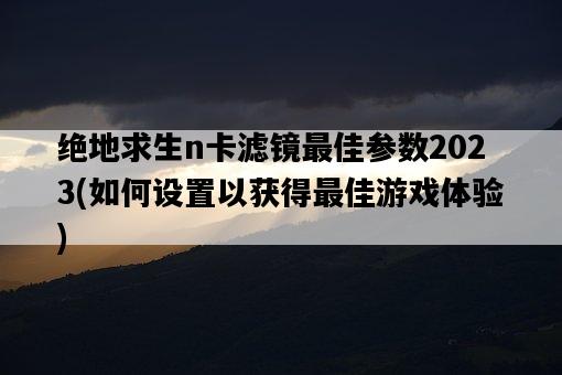 絕地求生n卡濾鏡最佳參數2023，如何設置以獲得最佳游戲體驗-圖1