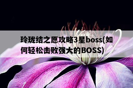 玲瓏結之愿攻略3星boss，如何輕松擊敗強大的BOSS-圖1