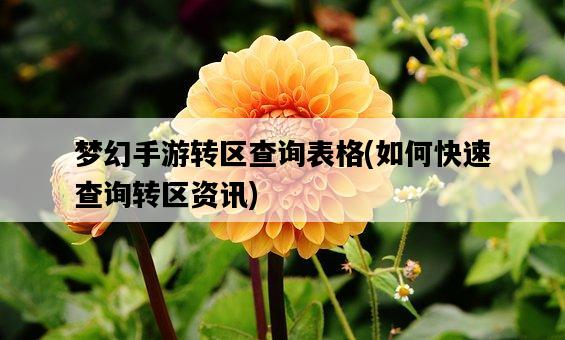 夢幻手游轉區查詢表格，如何快速查詢轉區資訊-圖1