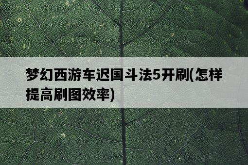 夢幻西游車遲國斗法5開刷，怎樣提高刷圖效率-圖1