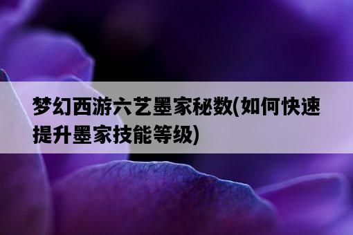 夢幻西游六藝墨家秘數，如何快速提升墨家技能等級-圖1