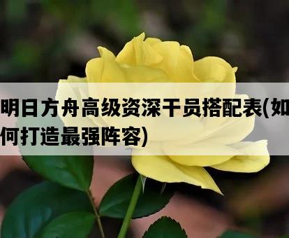 明日方舟高級資深干員搭配表，如何打造最強陣容-圖1