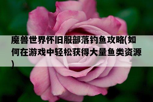 魔獸世界懷舊服部落釣魚攻略，如何在游戲中輕松獲得大量魚類資源-圖1