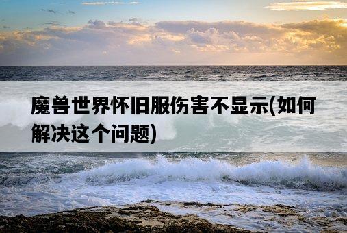 魔獸世界懷舊服傷害不顯示，如何解決這個問題-圖1