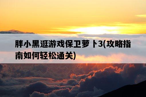 胖小黑逛游戲保衛蘿卜3，攻略指南如何輕松通關-圖1