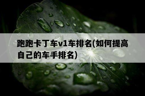 跑跑卡丁車v1車排名，如何提高自己的車手排名-圖1