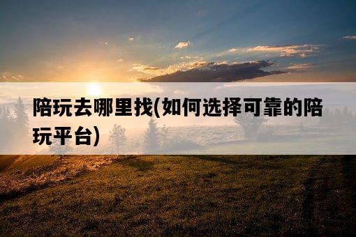 陪玩去哪里找，如何選擇可靠的陪玩平臺-圖1