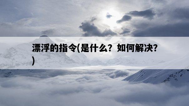 漂浮的指令，是什么？如何解決？-圖1