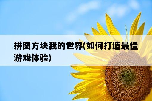 拼圖方塊我的世界，如何打造最佳游戲體驗-圖1