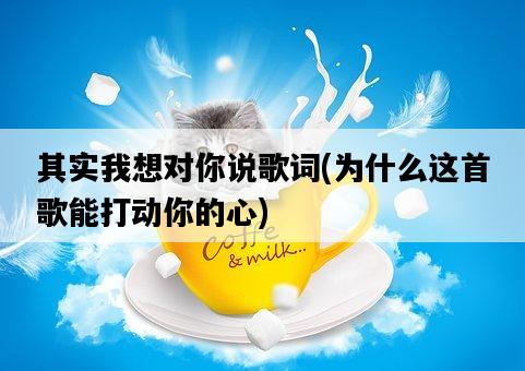 其實我想對你說歌詞,為什么這首歌能打動你的心-圖1 其實我想對你說歌詞,為什么這首歌能打動你的心-圖1