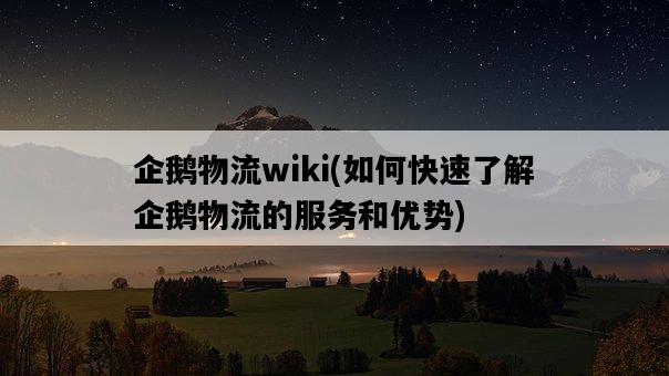 企鵝物流wiki，如何快速了解企鵝物流的服務和優勢-圖1
