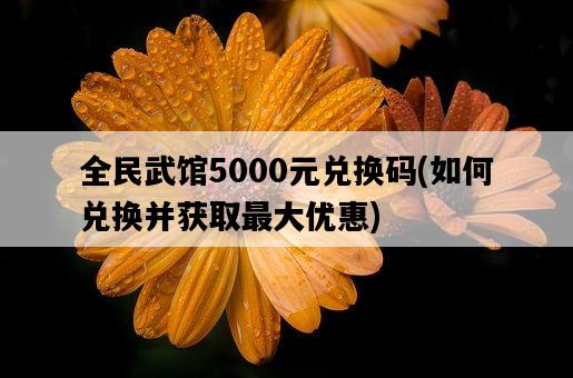 全民武館5000元兌換碼,如何兌換并獲取最大優惠-圖1 全民武館5000元兌換碼,如何兌換并獲取最大優惠-圖1