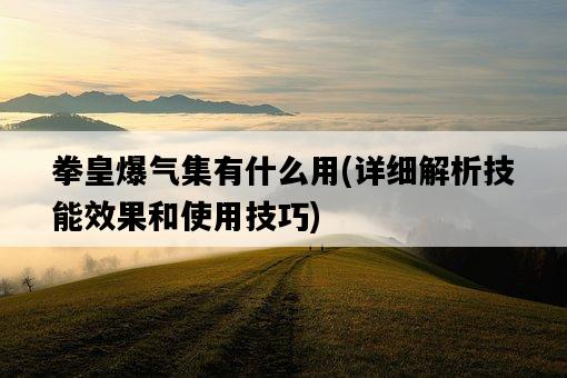 拳皇爆氣集有什么用，詳細解析技能效果和使用技巧-圖1