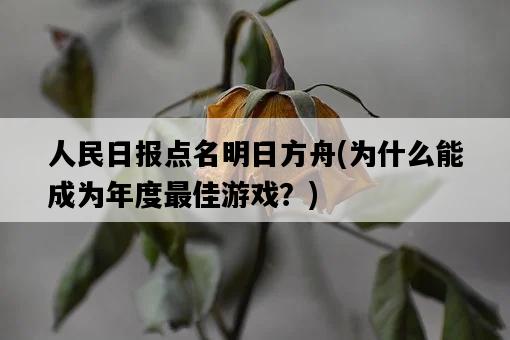 人民日報點名明日方舟，為什么能成為年度最佳游戲？-圖1