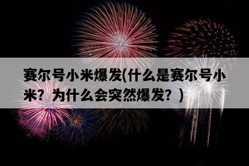 賽爾號小米爆發，什么是賽爾號小米？為什么會突然爆發？-圖1