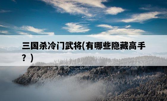 三國殺冷門武將，有哪些隱藏高手？-圖1