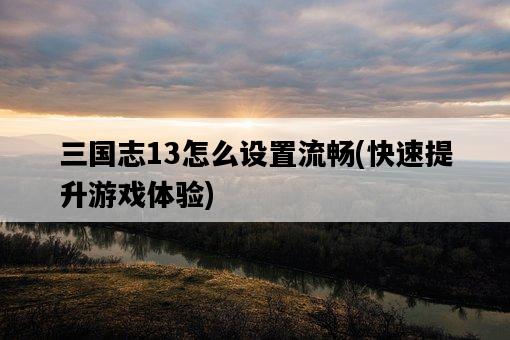 三國志13怎么設置流暢,快速提升游戲體驗-圖1 三國志13怎么設置流暢,快速提升游戲體驗-圖1