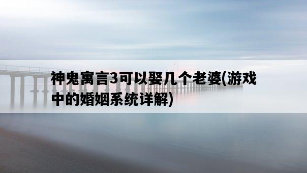 神鬼寓言3可以娶幾個老婆，游戲中的婚姻系統詳解-圖1