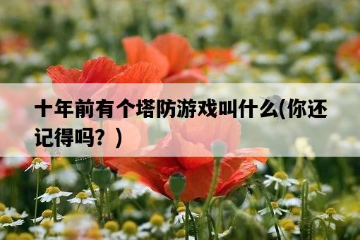 十年前有個塔防游戲叫什么，你還記得嗎？-圖1