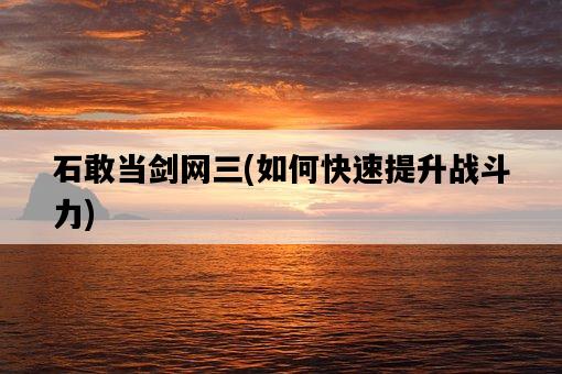 石敢當劍網三，如何快速提升戰斗力-圖1