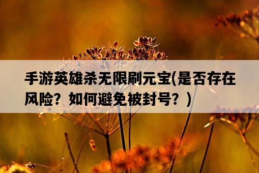 手游英雄殺無限刷元寶，是否存在風險？如何避免被封號？-圖1