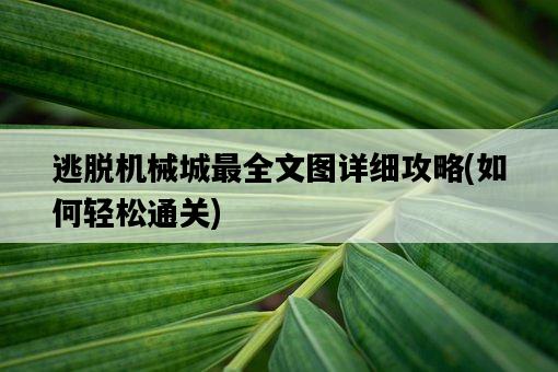 逃脫機械城最全文圖詳細攻略,如何輕松通關-圖1 逃脫機械城最全文圖詳細攻略,如何輕松通關-圖1