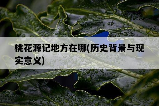 桃花源記地方在哪，歷史背景與現實意義-圖1
